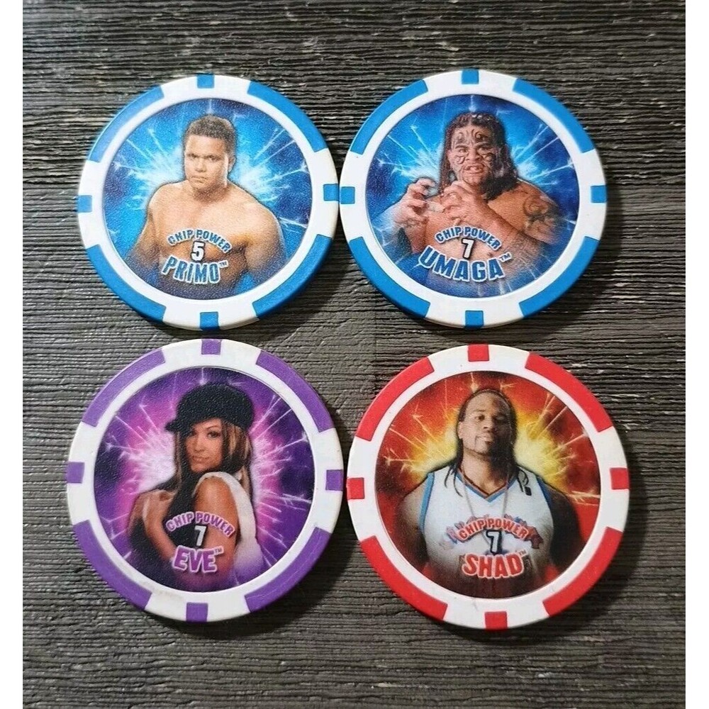 WWE Topps Poker Chips 2009 Lot Of 4 Eve Primo Shad Umaga